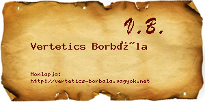 Vertetics Borbála névjegykártya